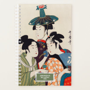 Drei junge Männer oder Frauen von Utamaro Kitagawa Planer