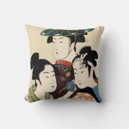 Drei junge Männer und Frauen von Utamaro Kitagawa Kissen