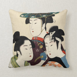 Drei junge Männer und Frauen von Utamaro Kitagawa Kissen