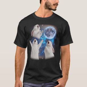 Drei Kaninchen heulen an der Mond-Weißen Meme T-Shirt
