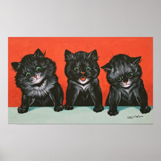 Drei Kätzchen, Louis Wain Poster (Vorne)