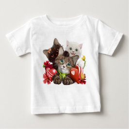Drei Kätzchen und Herz Baby T-shirt
