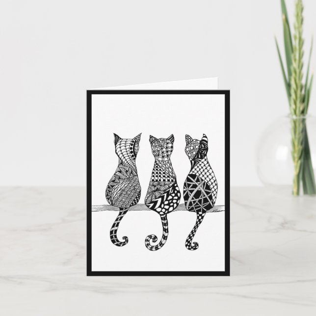 Drei Katzen auf einem Zweig Karte (Vorderseite)