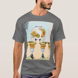 Drei Katzen beobachten Fische im Aquarium T-Shirt