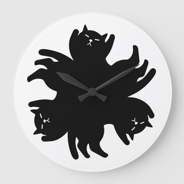 Drei Katzen. Chic. Niedlich. Cool Große Wanduhr (Vorderseite)
