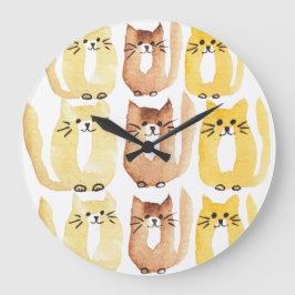 Drei Katzen Große Wanduhr