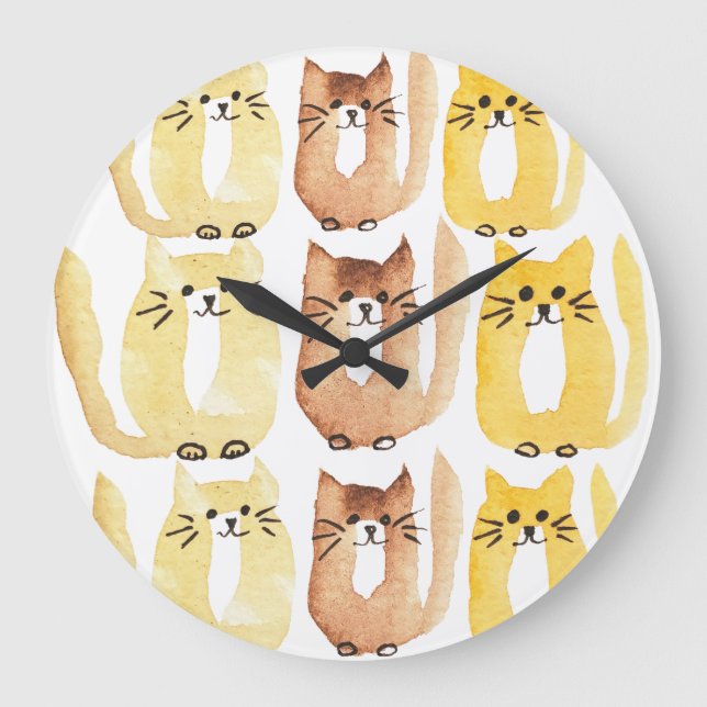 Drei Katzen Große Wanduhr (Vorderseite)