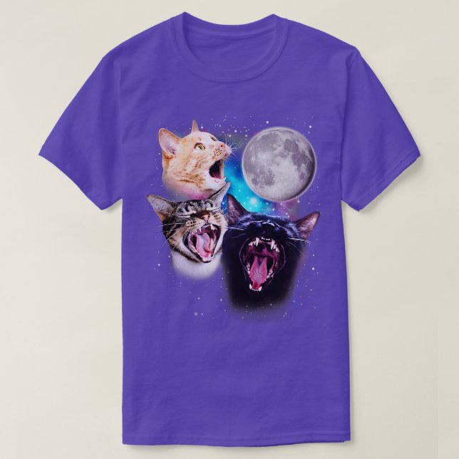 Drei Katzen heulen am Mond T-Shirt (Design vorne)