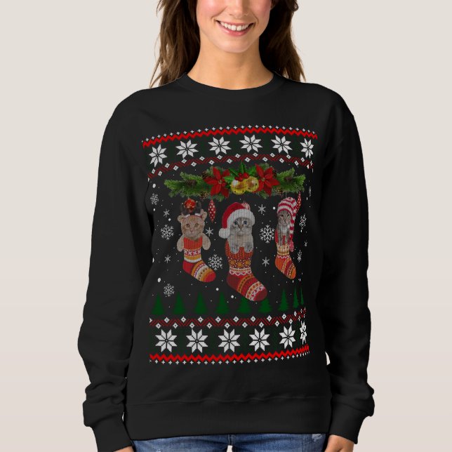 Drei Katzen in Sock Funny Weihnachtskat Ugly Xmas  Sweatshirt (Vorderseite)