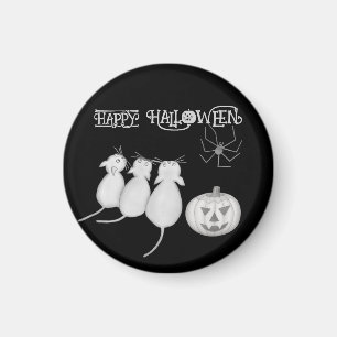Drei Katzen, Kürbis und Halloween-Spinne Magnet
