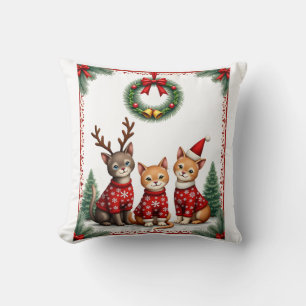 Drei Katzen Lustiger Weihnachten Katze Hässlicher  Kissen