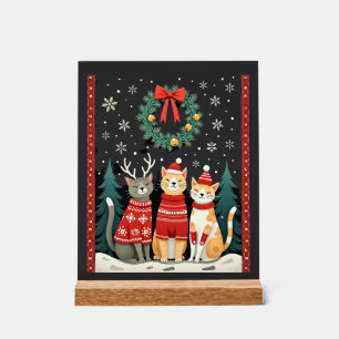 Drei Katzen Lustiger Weihnachtskatze hässlicher Xm Acrylschild