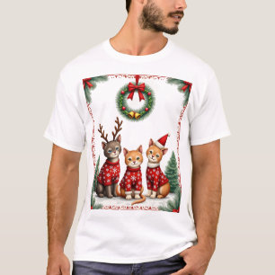 Drei Katzen Lustiger Weihnachtskatze hässlicher Xm T-Shirt