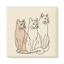 Drei Katzen Minimalistische Linie Kunst