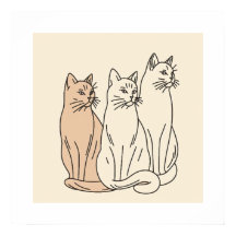 Drei Katzen Minimalistische Linie Kunst