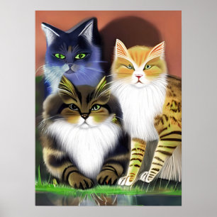 Drei Katzen mit Höflichkeit Poster