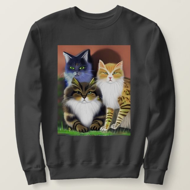 Drei Katzen mit Höflichkeit Sweatshirt (Design vorne)