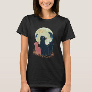 Drei Katzen Mond Lustige Faul Tiere Heulende Parod T-Shirt