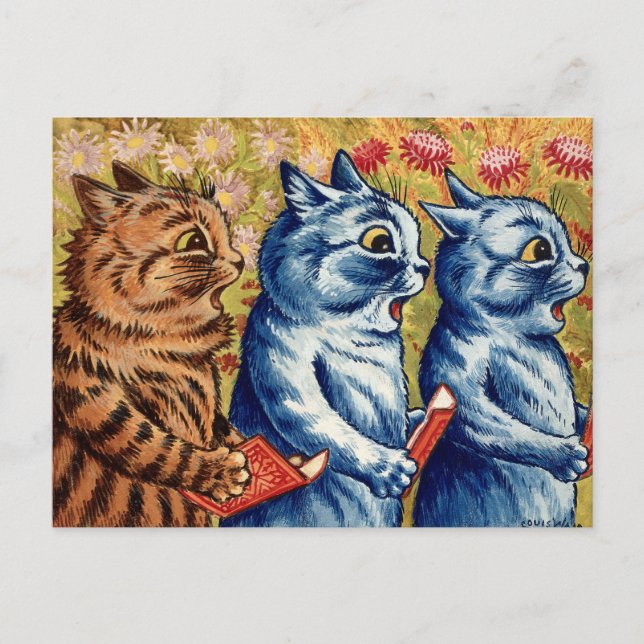 Drei Katzen singen. Gouache von Louis Wain, 1925 Postkarte (Vorderseite)