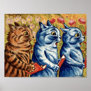 Drei Katzen singen von Louis Wain Poster