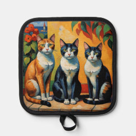 Drei Katzen und Blume Topflappen