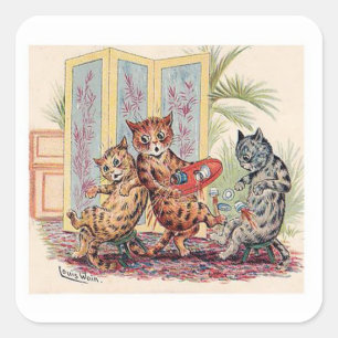 Drei Katzen von Louis Wain Quadratischer Aufkleber
