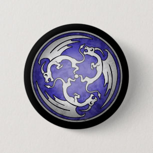 Drei keltischer Drache-Knopf - lila Button