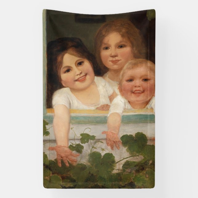 Drei Kinder am Fenster Banner (Vertikal)