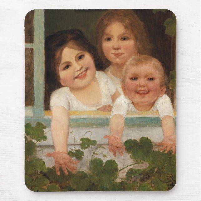 Drei Kinder am Fenster Mousepad (Vorne)