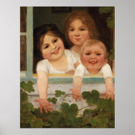 Drei Kinder am Fenster Poster