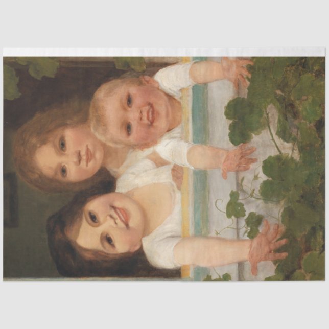 Drei Kinder am Fenster Seidenpapier (Vorderseite)