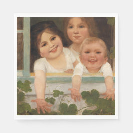 Drei Kinder am Fenster Serviette