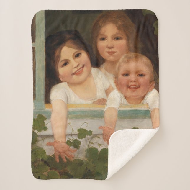 Drei Kinder am Fenster Sherpadecke (Vorderseite)