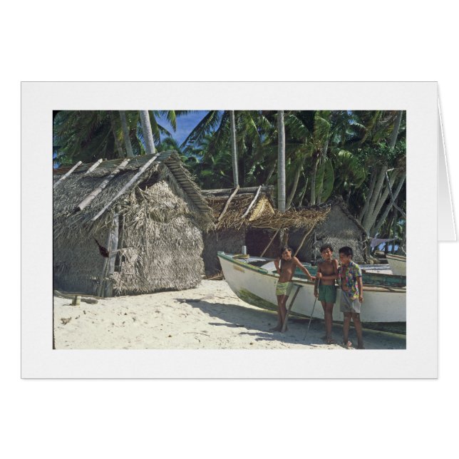 Drei Kinder am Strand in PUKAPUKA (Vorderseite (Horizontal))