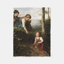 Drei Kinder, die wilde Berries im Wald picken