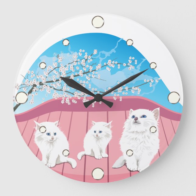 Drei Kitts Wall Clock Große Wanduhr (Vorderseite)
