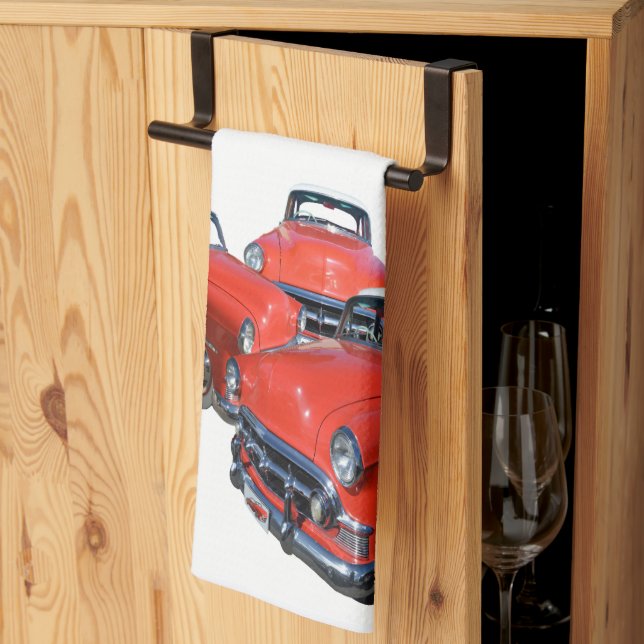 Drei klassische rote Autos, Geschirrhandtuch Geschirrtuch (Drittel gefaltet)