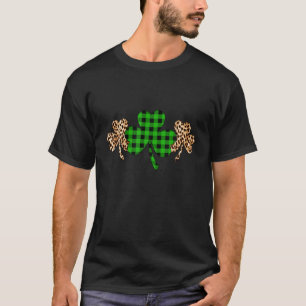 Drei Kleeblätter Leopard Green Kariert St Patrick' T-Shirt