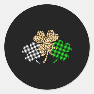 Drei Kleeblatts Leopard Buffalo Kariert St Patrick Runder Aufkleber
