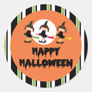 Drei kleine Hexen glückliches Halloween Runder Aufkleber