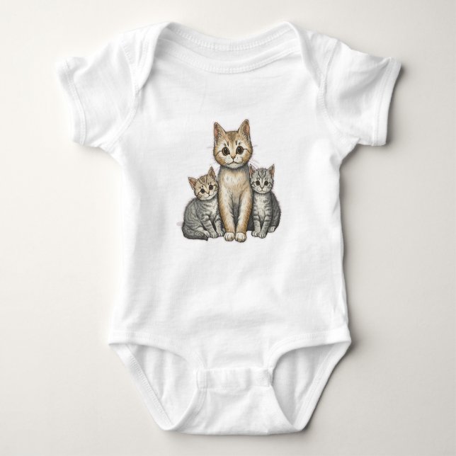Drei kleine Kätzchen Baby Strampler (Vorderseite)