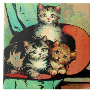 drei kleine Kätzchen Fliese