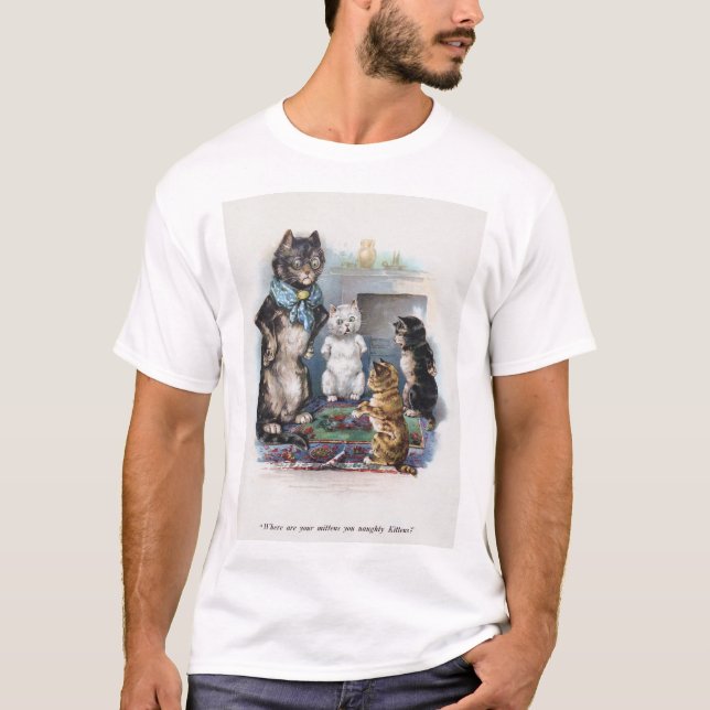 Drei kleine Kitten und Mutter, Louis Wain T-Shirt (Vorderseite)