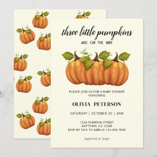 Drei kleine Pumpkins Triplets Fall Baby Dusche Einladung