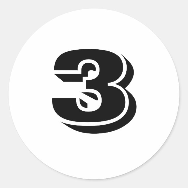 Drei kleine runde weiße Zahlenaufkleber von Janz Runder Aufkleber (Vorderseite)