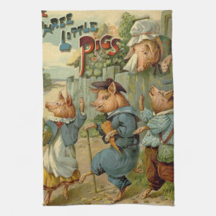 Drei kleine Schweinchen Vintage Märchen Handtuch