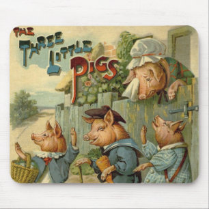 Drei kleine Schweinchen Vintage Märchen Mousepad