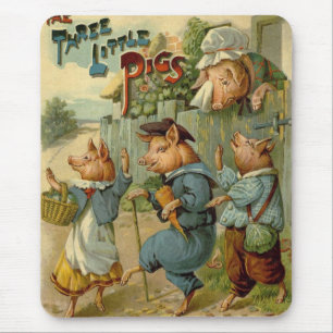 Drei kleine Schweinchen Vintage Märchen Mousepad