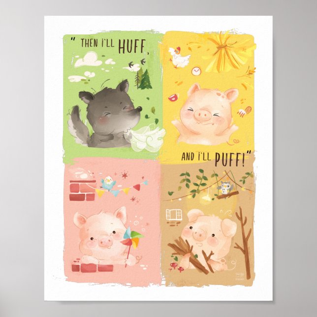 Drei kleine Schweine & Big Bad Wolf Poster (Vorne)