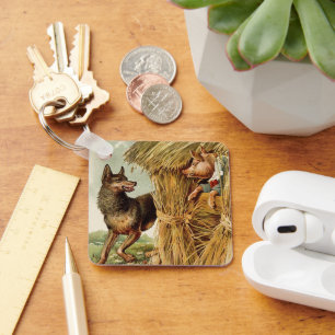 Drei kleine Schweine Big Bad Wolf, Vintage Märchen Schlüsselanhänger